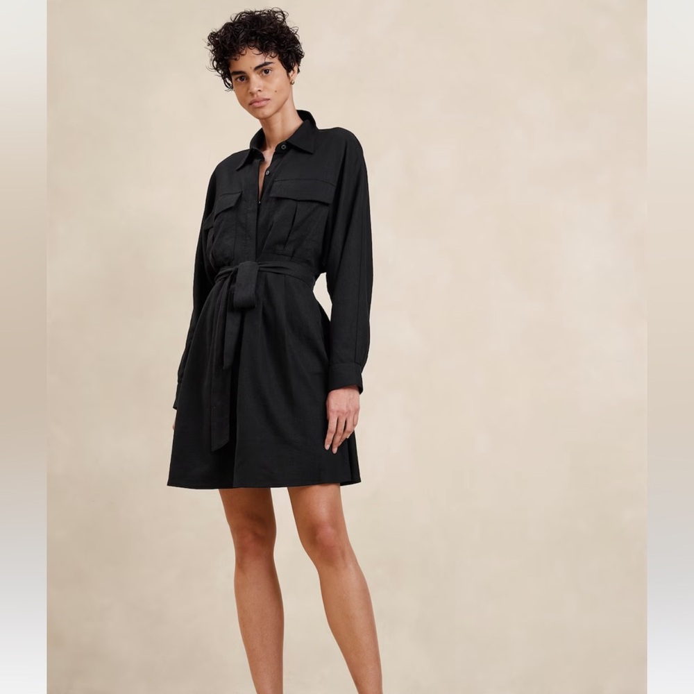 Banana Republic Factory LINEN-BLEND UTILITY MINI SHIRTDRESS